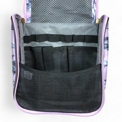 Cotton Road Travel Bag: PURPLE Protea Design PVC Foldaway WEEKENDER with Matching Vanity Bag