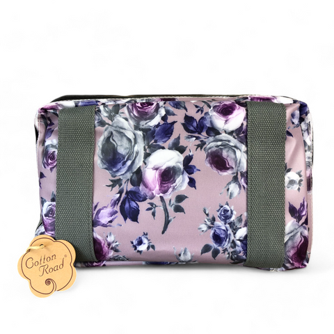 PURPLE FLORAL PVC Foldaway WEEKENDER Cotton Road Travel Bag