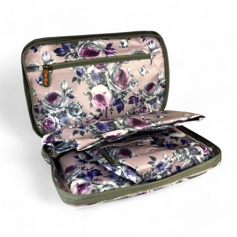 PURPLE FLORAL PVC Foldaway WEEKENDER Cotton Road Travel Bag
