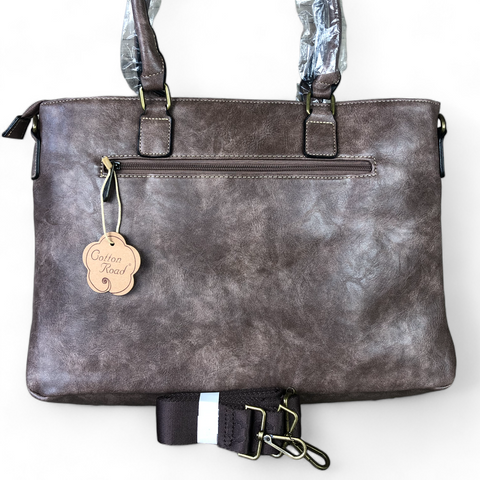 PURPLE Lace Print Cotton Road PU Leather Laptop Bag