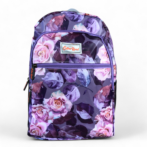 PURPLE PVC Cotton Road Backpack with FLOWERS