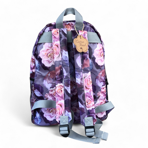 PURPLE PVC Cotton Road Backpack with FLOWERS