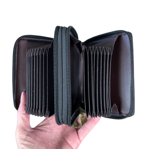 Small BLACK Cotton Road PU Leather CARD HOLDER