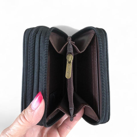 Small BLACK Cotton Road PU Leather Wallet