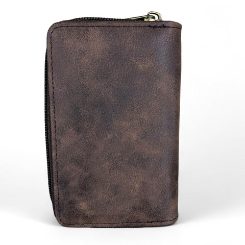 Small BROWN PU Leather Cotton Road Wallet with CLIP