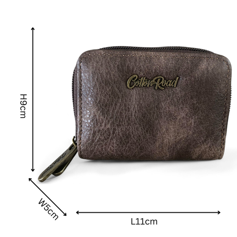 Small COFFEE BROWN Cotton Road PU Leather Wallet