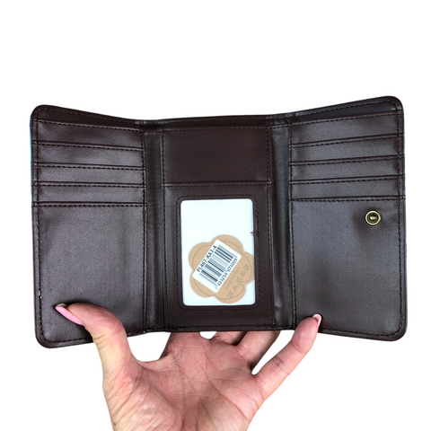 Small GREY Cotton Road Tri-fold PVC Wallet with PROTEAS