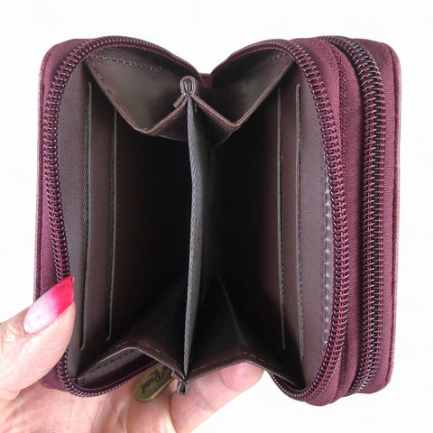 Small MAROON Cotton Road PU Leather Wallet