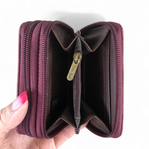 Small MAROON Cotton Road PU Leather Wallet