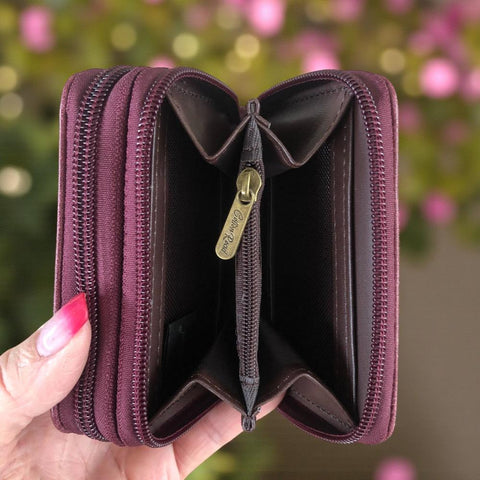 Small MAROON Cotton Road PU Leather Wallet