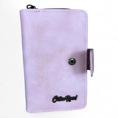 Small PINK PU Leather Cotton Road Wallet with CLIP