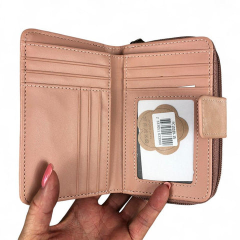 Small PINK PU Leather Cotton Road Wallet with CLIP