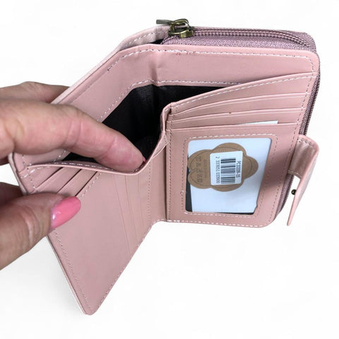 Small PINK PU Leather Cotton Road Wallet with CLIP