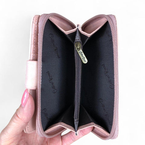 Small PINK PU Leather Cotton Road Wallet with CLIP