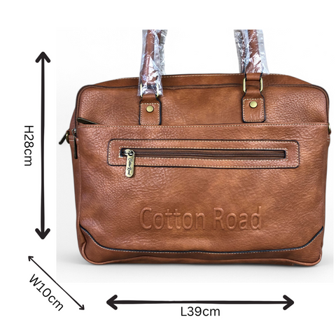 TAN BRANDED Cotton Road PU Leather Laptop Bag