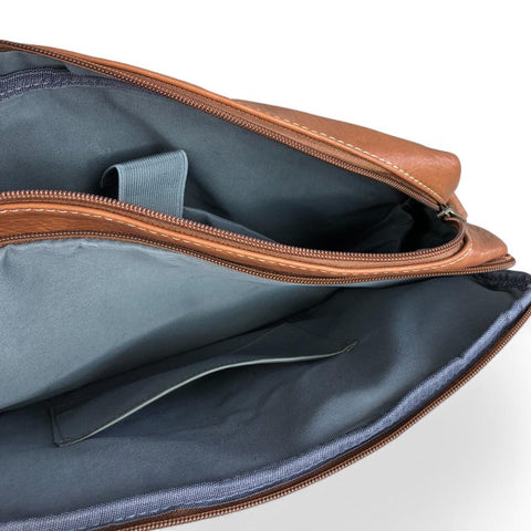 TAN BRANDED Cotton Road PU Leather Laptop Bag
