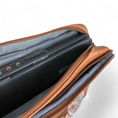 TAN BRANDED Cotton Road PU Leather Laptop Bag