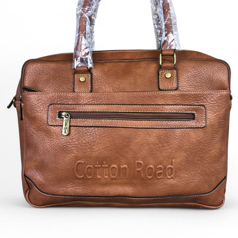 TAN BRANDED Cotton Road PU Leather Laptop Bag