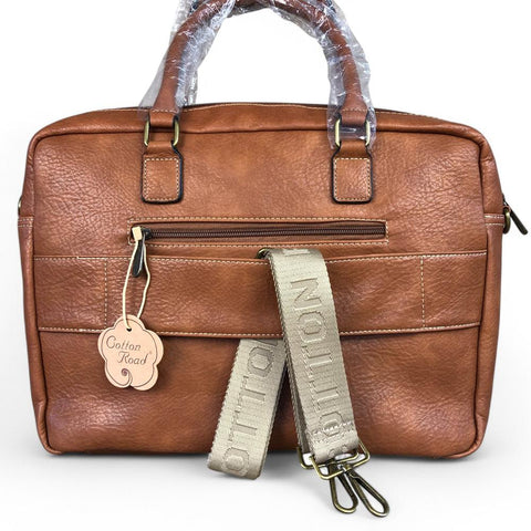 TAN BRANDED Cotton Road PU Leather Laptop Bag