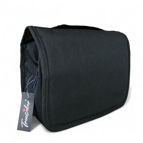 Toiletry Bag: BLACK Troocolor Canvas Hanging Vanity Bag