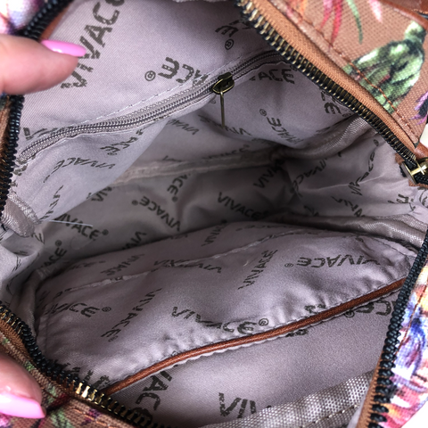 VIVACE BROWN Canvas Sling Bag with PROTEAS