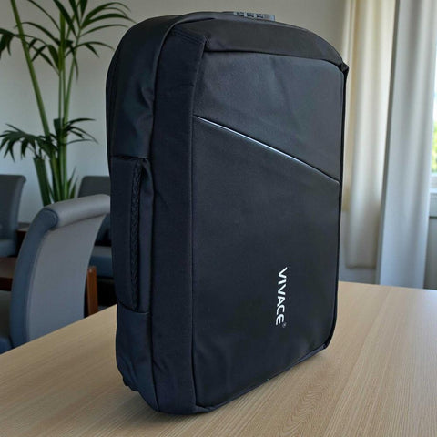 VIVACE Backpack: BLACK Canvas BRANDED Travel / Laptop Backpack