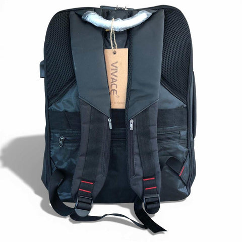 VIVACE Backpack: BLACK Canvas BRANDED Travel / Laptop Backpack