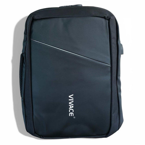 VIVACE Backpack: BLACK Canvas BRANDED Travel / Laptop Backpack