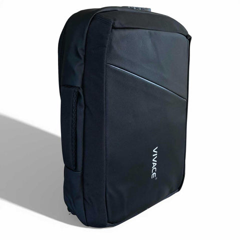 VIVACE Backpack: BLACK Canvas BRANDED Travel / Laptop Backpack
