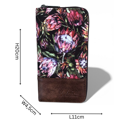 VIVACE Handbag: BLACK/BROWN Protea Canvas Handbag & Matching Wallet Set