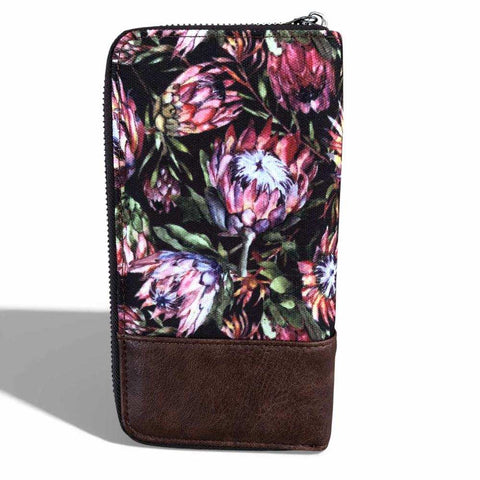 VIVACE Handbag: BLACK/BROWN Protea Canvas Handbag & Matching Wallet Set