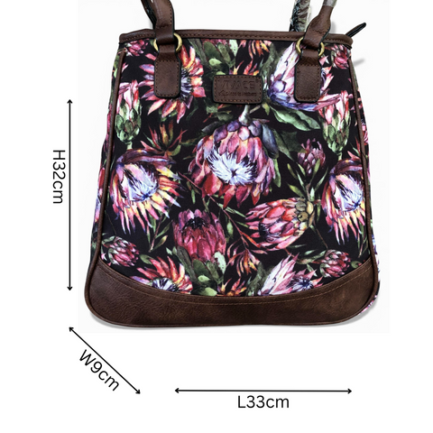 VIVACE Handbag: BLACK/BROWN Protea Canvas Handbag & Matching Wallet Set