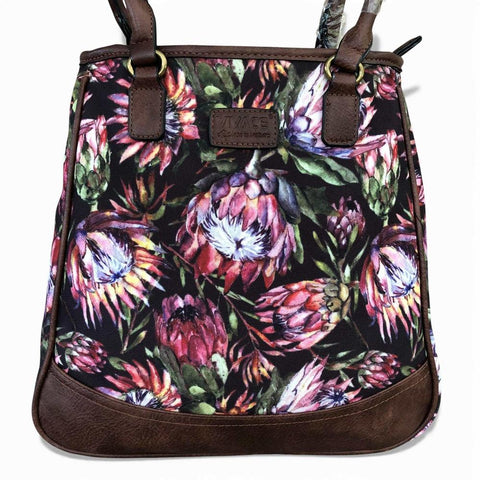 VIVACE Handbag: BLACK/BROWN Protea Canvas Handbag & Matching Wallet Set