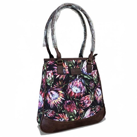 VIVACE Handbag: BLACK/BROWN Protea Canvas Handbag & Matching Wallet Set