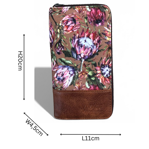 VIVACE Handbag: BROWN Canvas PROTEA with BROWN PU Leather Trim and Matching Wallet