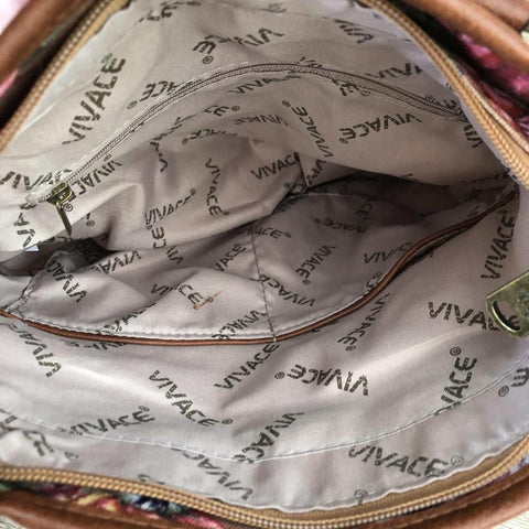 VIVACE Handbag: BROWN Canvas PROTEA with BROWN PU Leather Trim and Matching Wallet