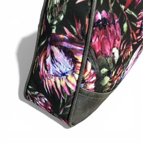 VIVACE Handbag: GREEN Canvas PROTEA Handbag with GREEN PU Leather Trim