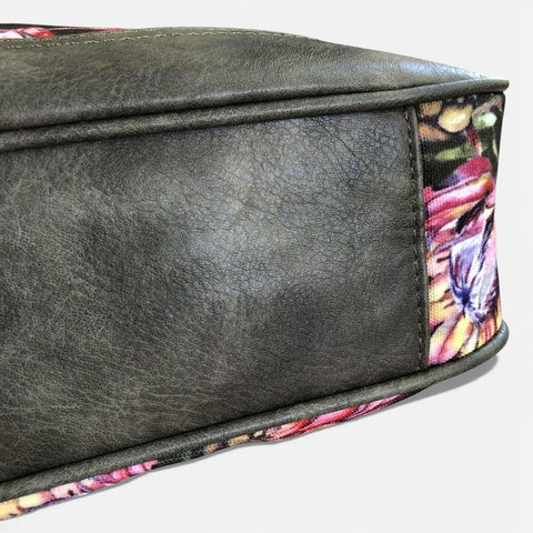 VIVACE Handbag: GREEN Canvas PROTEA Handbag with GREEN PU Leather Trim