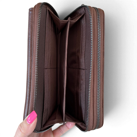 Vivace Wallet: Stylish BROWN PU Leather Cellphone Sling