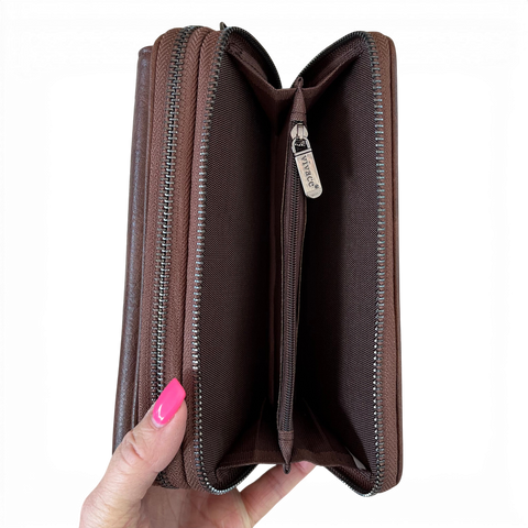 Vivace Wallet: Stylish BROWN PU Leather Cellphone Sling