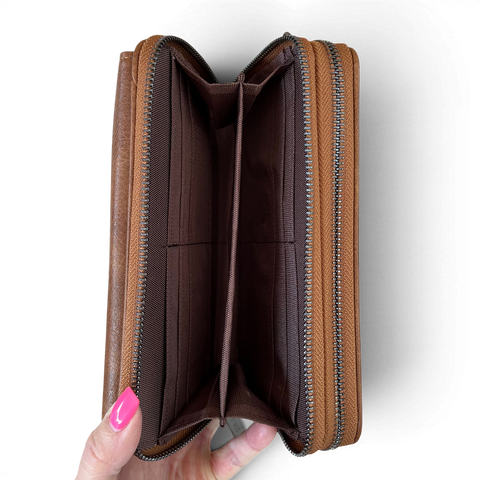 Vivace Wallet: Stylish CAMEL BROWN PU Leather Cellphone Sling