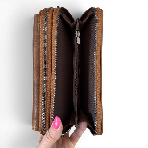 Vivace Wallet: Stylish CAMEL BROWN PU Leather Cellphone Sling