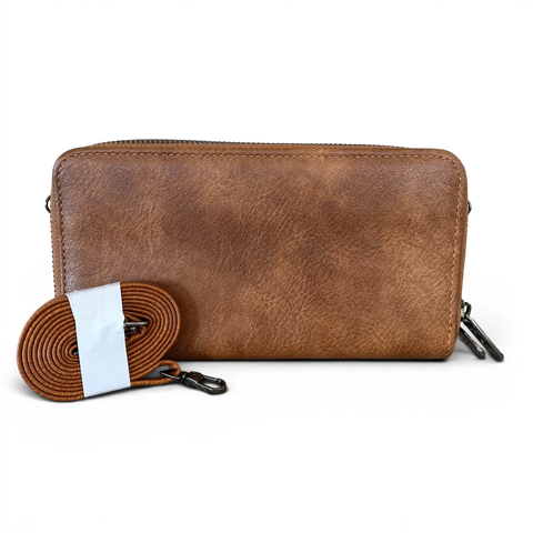 Vivace Wallet: Stylish CAMEL BROWN PU Leather Cellphone Sling