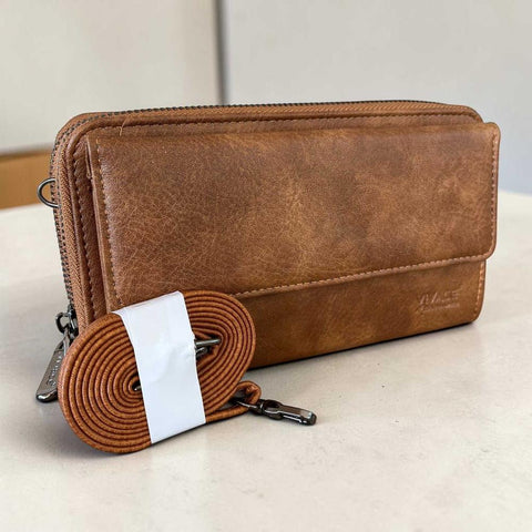Vivace Wallet: Stylish CAMEL BROWN PU Leather Cellphone Sling