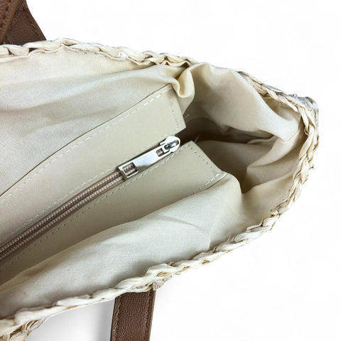 WHEAT BEIGE Cotton Road Woven Tote Bag