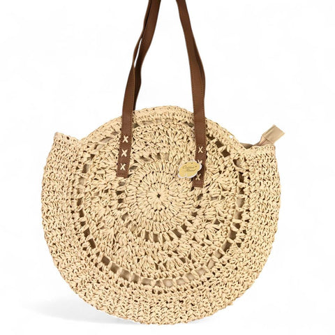 WHEAT BEIGE Cotton Road Woven Tote Bag