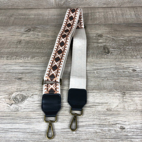 Cotton Road Canvas Adjustable Bag Strap with PU LEATHER TRIM and Diamond detailing