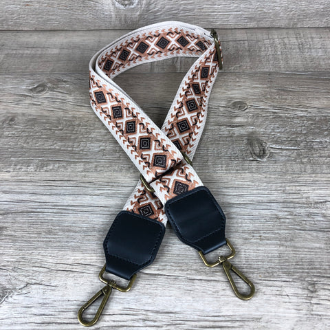 Cotton Road Canvas Adjustable Bag Strap with PU LEATHER TRIM and Diamond detailing